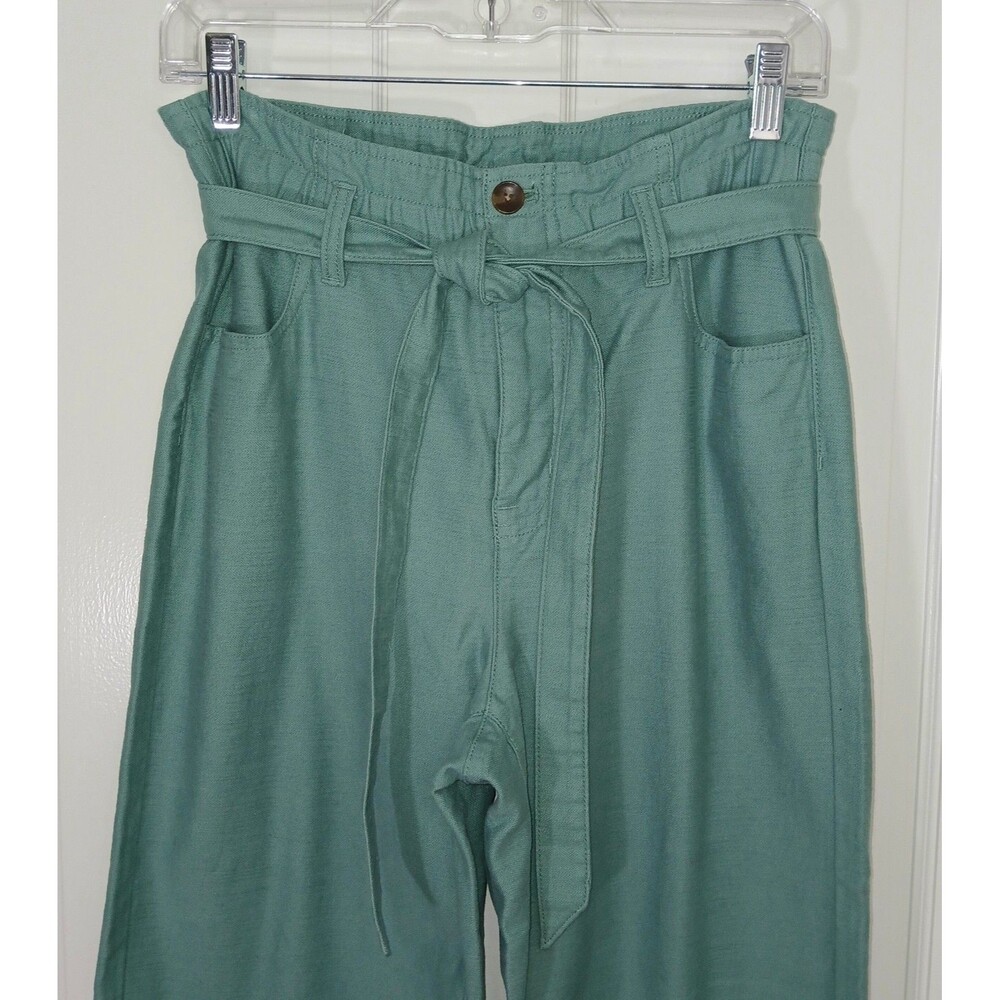 NWT $98 J. Crew  Paperbag Waist Pants Tie Belt Wide Leg Green 2 Preppy Old Money - Picture 3 of 16